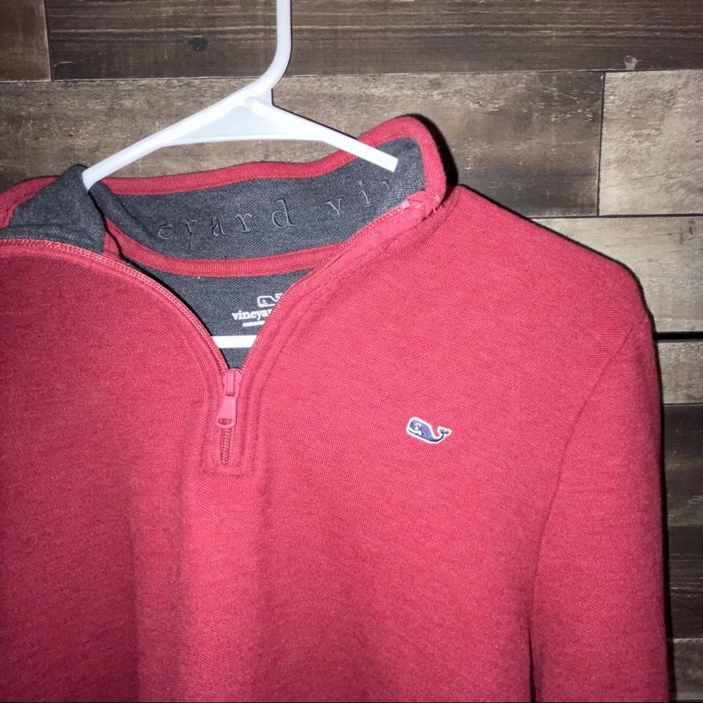 red vineyard vines zip up pullover